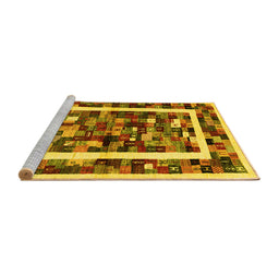 Sideview of Machine Washable Abstract Yellow Contemporary Rug, wshcon1635yw