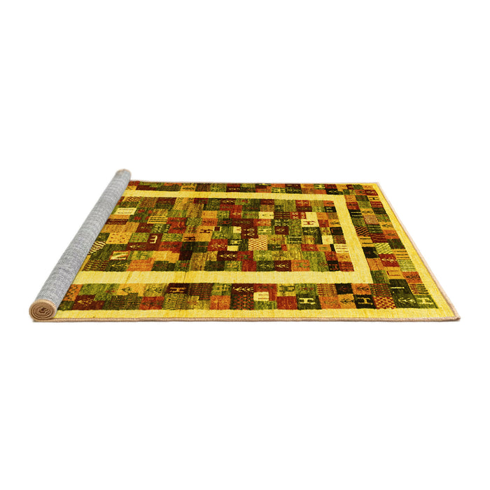 Sideview of Machine Washable Abstract Yellow Contemporary Rug, wshcon1635yw