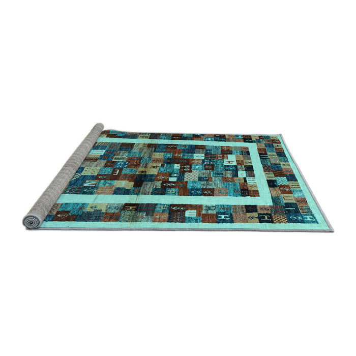 Sideview of Machine Washable Abstract Light Blue Contemporary Rug, wshcon1635lblu