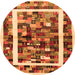 Square Abstract Orange Contemporary Rug, con1635org