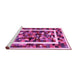 Sideview of Machine Washable Abstract Pink Contemporary Rug, wshcon1635pnk