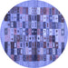 Round Machine Washable Abstract Blue Contemporary Rug, wshcon1636blu