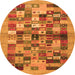 Square Abstract Orange Contemporary Rug, con1636org