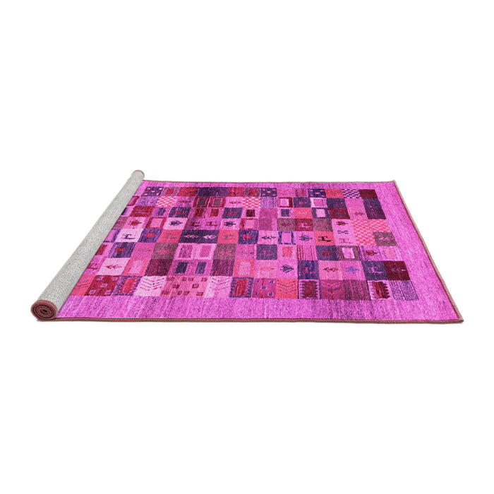 Sideview of Machine Washable Abstract Pink Contemporary Rug, wshcon1636pnk