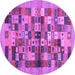 Round Machine Washable Abstract Purple Contemporary Area Rugs, wshcon1636pur