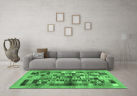 Machine Washable Abstract Emerald Green Contemporary Rug, wshcon1636emgrn