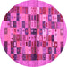 Round Machine Washable Abstract Pink Contemporary Rug, wshcon1636pnk