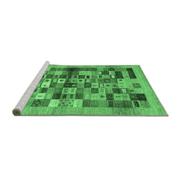 Sideview of Machine Washable Abstract Emerald Green Contemporary Area Rugs, wshcon1636emgrn