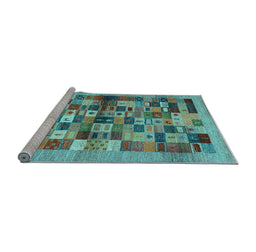 Sideview of Machine Washable Abstract Light Blue Contemporary Rug, wshcon1636lblu