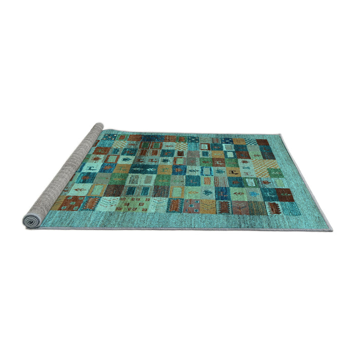 Sideview of Machine Washable Abstract Light Blue Contemporary Rug, wshcon1636lblu