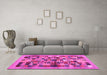 Machine Washable Abstract Pink Contemporary Rug in a Living Room, wshcon1636pnk