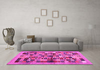 Machine Washable Abstract Pink Contemporary Rug, wshcon1636pnk