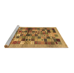 Sideview of Machine Washable Abstract Brown Contemporary Rug, wshcon1636brn