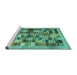 Sideview of Machine Washable Abstract Turquoise Contemporary Area Rugs, wshcon1636turq