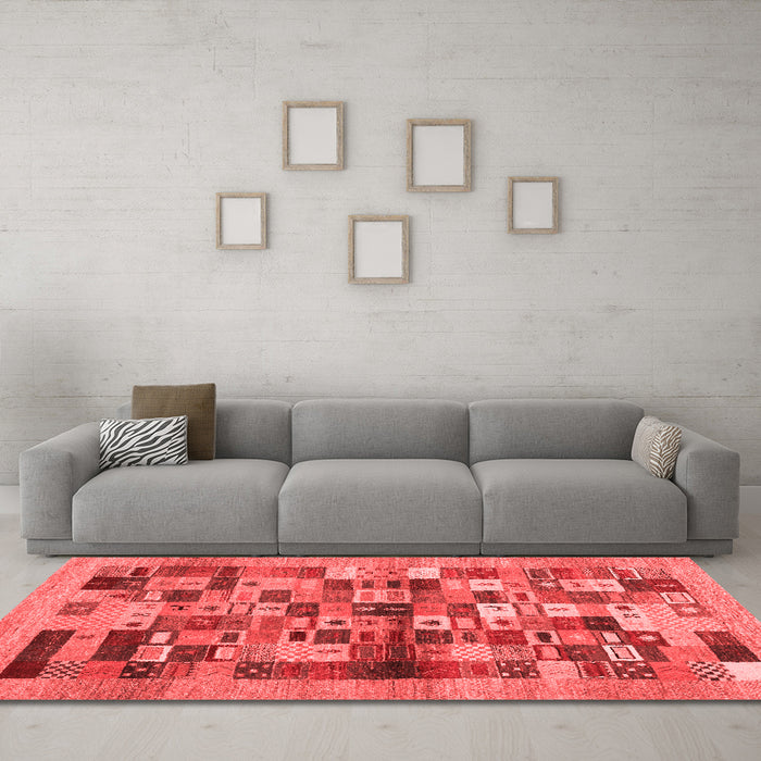 Contemporary Red Washable Rugs