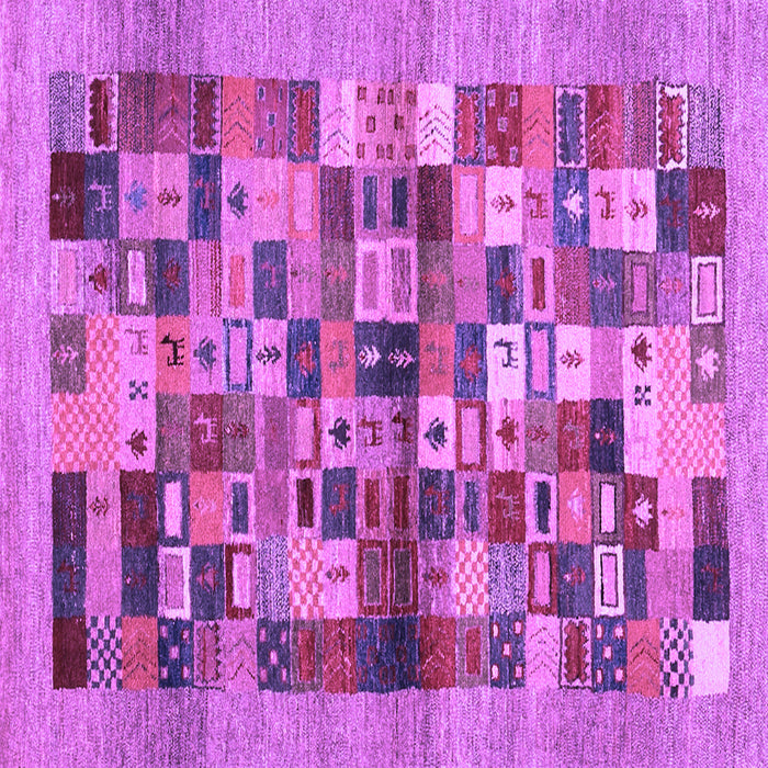 Square Machine Washable Abstract Purple Contemporary Area Rugs, wshcon1636pur
