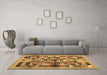 Machine Washable Abstract Brown Contemporary Rug in a Living Room,, wshcon1636brn