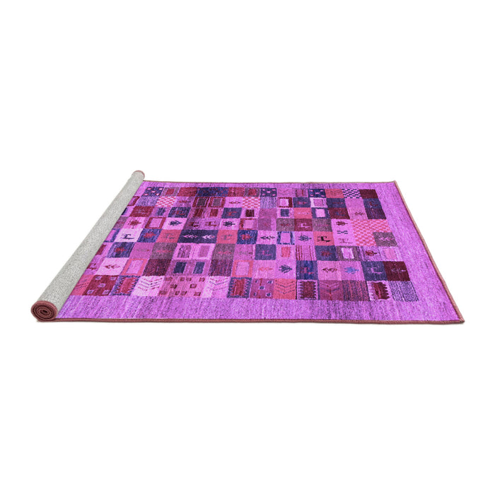 Sideview of Machine Washable Abstract Purple Contemporary Area Rugs, wshcon1636pur