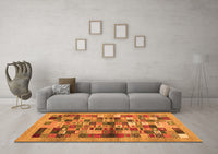 Machine Washable Abstract Orange Contemporary Rug, wshcon1636org