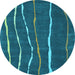 Round Abstract Light Blue Contemporary Rug, con1637lblu