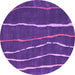 Round Machine Washable Abstract Purple Contemporary Area Rugs, wshcon1637pur