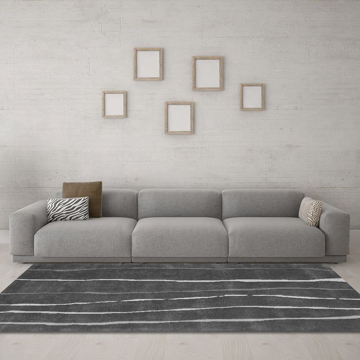 Machine Washable Abstract Gray Contemporary Rug in a Living Room,, wshcon1637gry