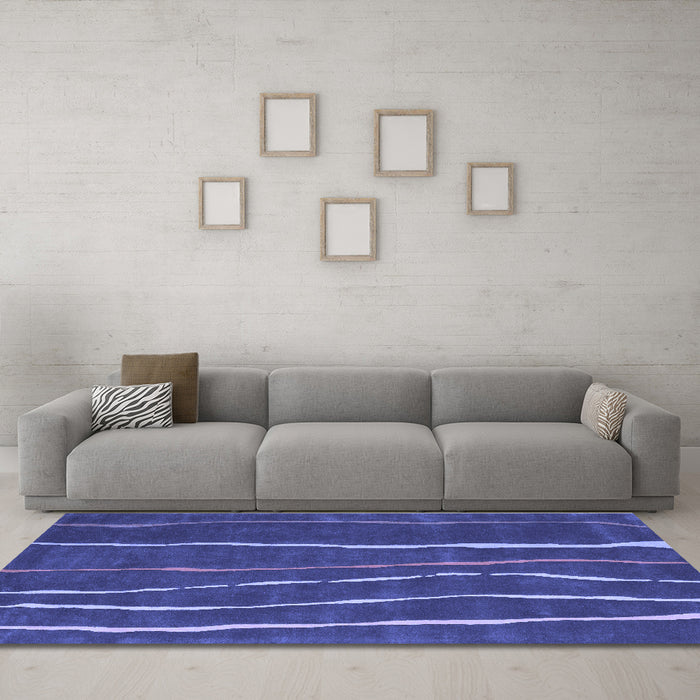 Machine Washable Abstract Blue Contemporary Rug in a Living Room, wshcon1637blu