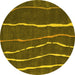 Round Abstract Yellow Contemporary Rug, con1637yw