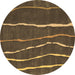 Round Abstract Brown Contemporary Rug, con1637brn