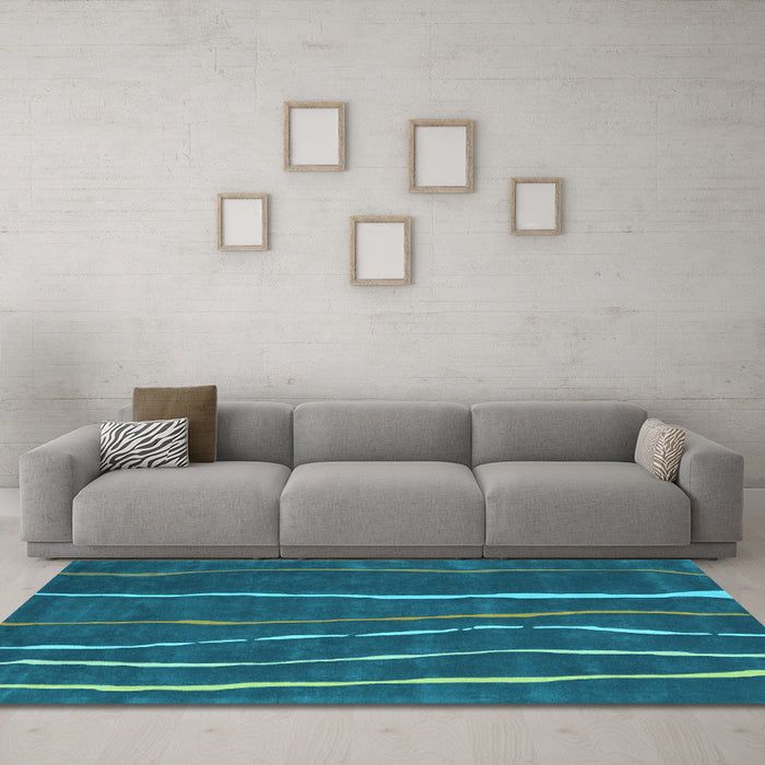 Machine Washable Abstract Light Blue Contemporary Rug in a Living Room, wshcon1637lblu