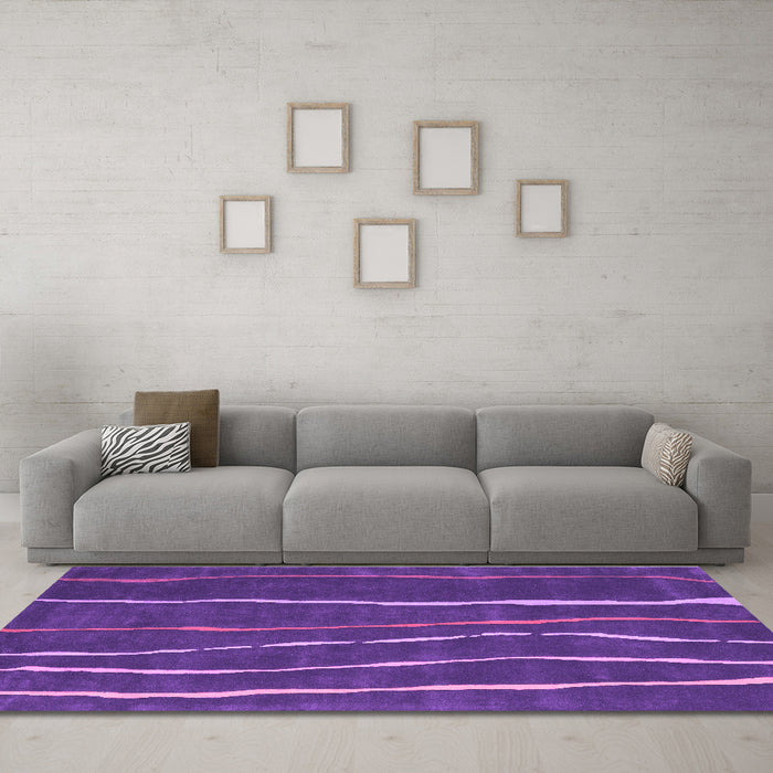 Machine Washable Abstract Purple Contemporary Area Rugs in a Living Room, wshcon1637pur