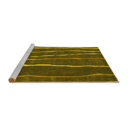 Sideview of Machine Washable Abstract Yellow Contemporary Rug, wshcon1637yw