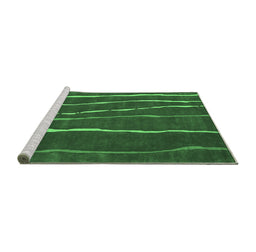 Sideview of Machine Washable Abstract Emerald Green Contemporary Area Rugs, wshcon1637emgrn