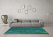 Machine Washable Abstract Turquoise Contemporary Area Rugs in a Living Room,, wshcon1637turq