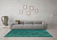 Machine Washable Abstract Turquoise Contemporary Rug, wshcon1637turq