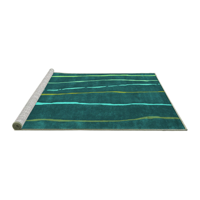 Sideview of Machine Washable Abstract Turquoise Contemporary Area Rugs, wshcon1637turq