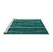 Sideview of Machine Washable Abstract Turquoise Contemporary Area Rugs, wshcon1637turq