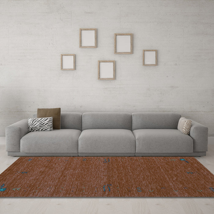 Machine Washable Abstract Turquoise Contemporary Area Rugs in a Living Room,, wshcon1638turq