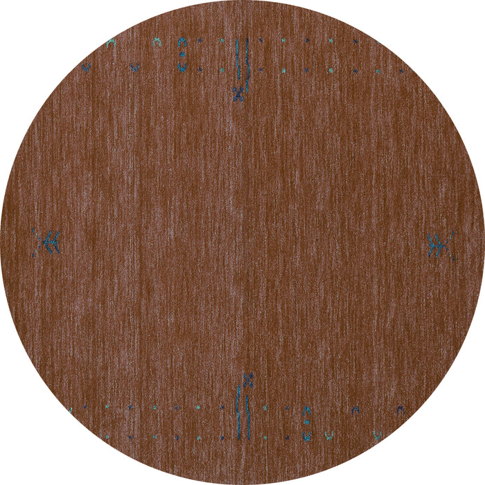 Round Abstract Turquoise Contemporary Rug, con1638turq