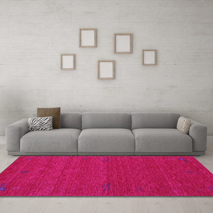 Machine Washable Abstract Pink Contemporary Rug in a Living Room, wshcon1638pnk