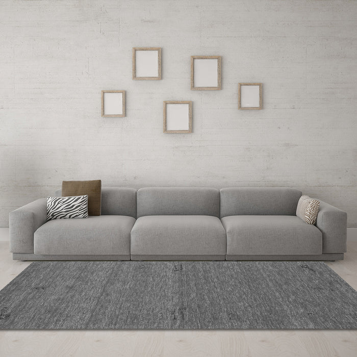 Machine Washable Abstract Gray Contemporary Rug in a Living Room,, wshcon1638gry