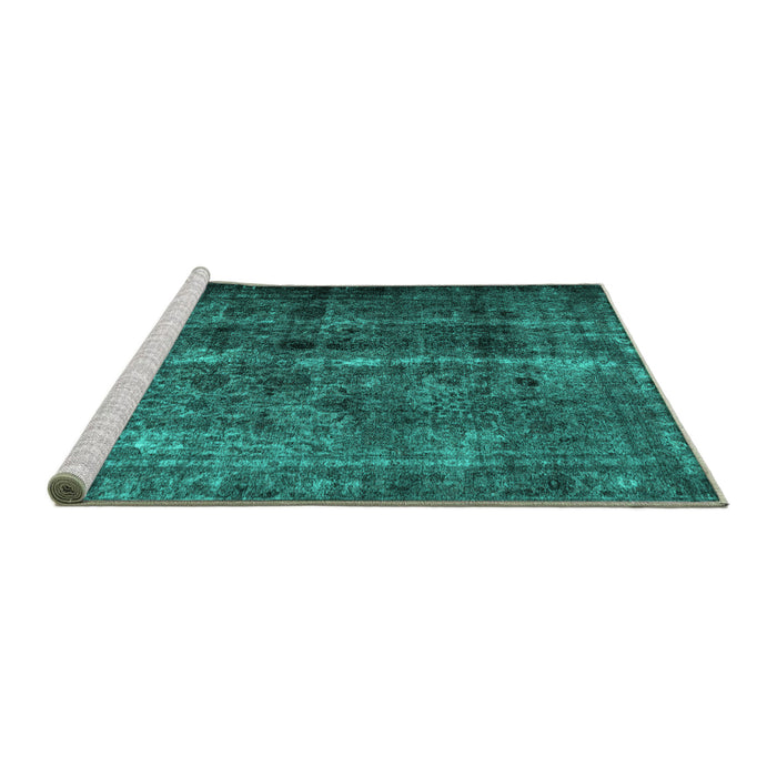 Sideview of Machine Washable Abstract Turquoise Contemporary Area Rugs, wshcon1639turq