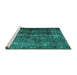 Sideview of Machine Washable Abstract Turquoise Contemporary Area Rugs, wshcon1639turq