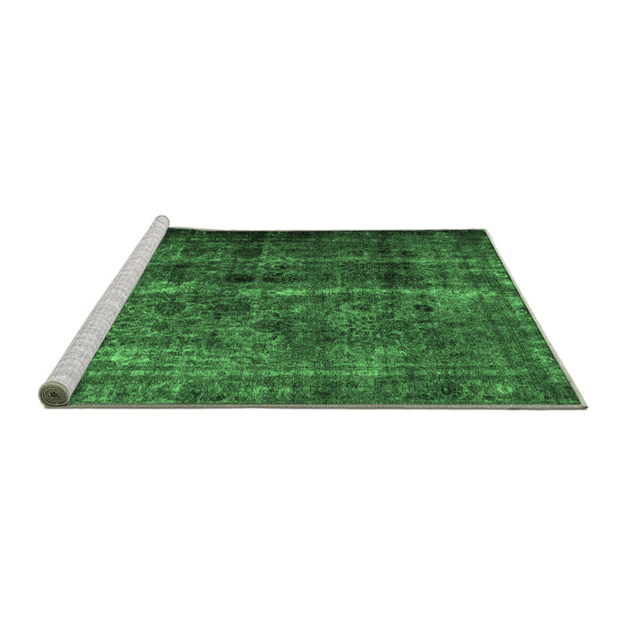 Sideview of Machine Washable Abstract Emerald Green Contemporary Area Rugs, wshcon1639emgrn