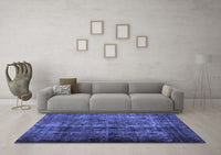 Machine Washable Abstract Blue Contemporary Rug, wshcon1639blu