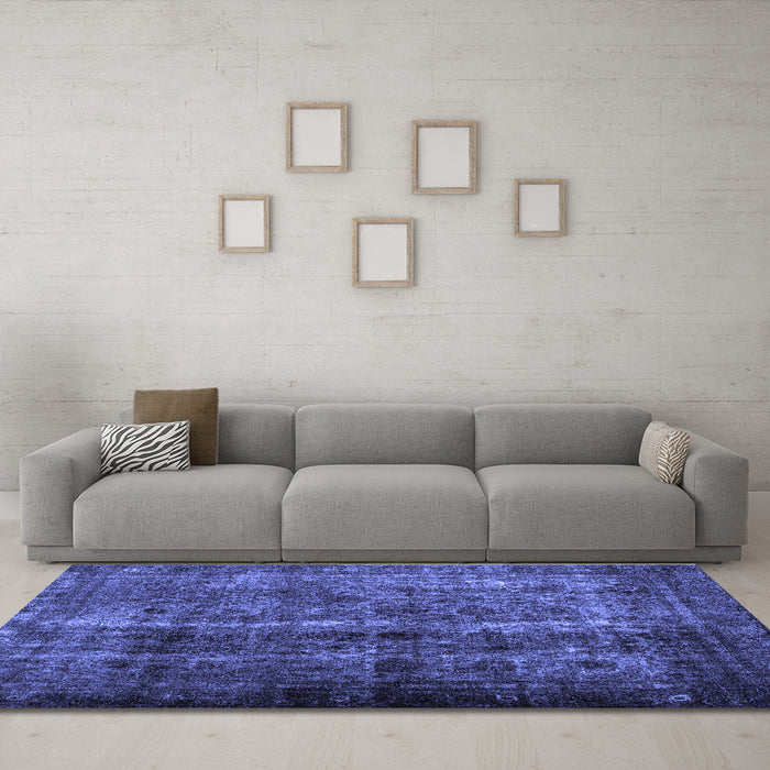 Machine Washable Abstract Blue Contemporary Rug in a Living Room, wshcon1639blu