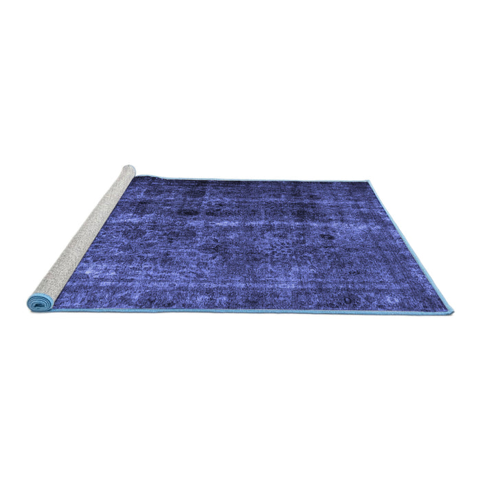 Sideview of Machine Washable Abstract Blue Contemporary Rug, wshcon1639blu