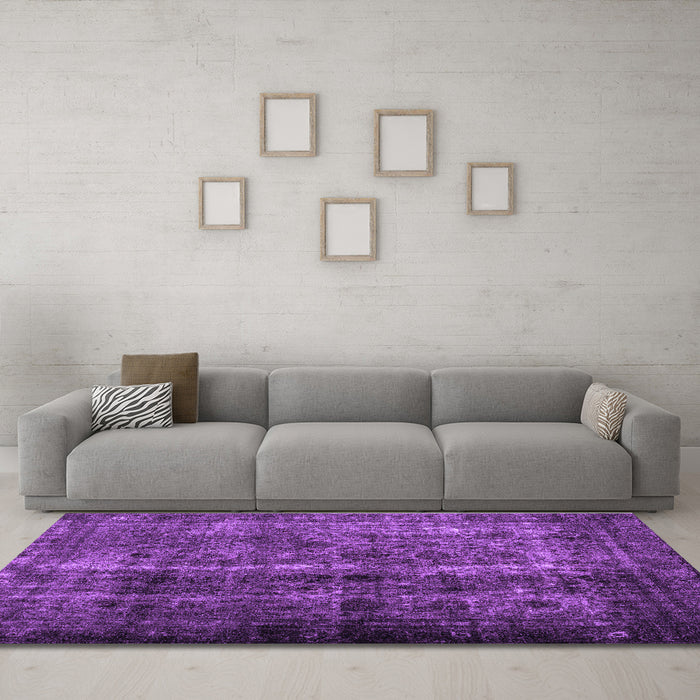 Machine Washable Abstract Purple Contemporary Area Rugs in a Living Room, wshcon1639pur