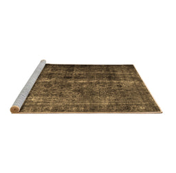 Sideview of Machine Washable Abstract Brown Contemporary Rug, wshcon1639brn