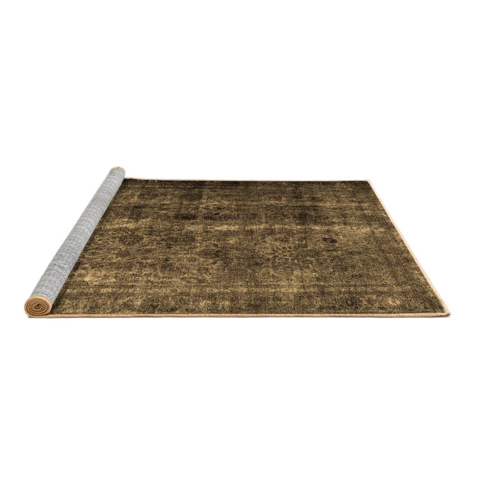 Sideview of Machine Washable Abstract Brown Contemporary Rug, wshcon1639brn
